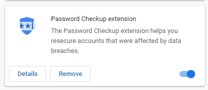 Disable Google password checkup tool