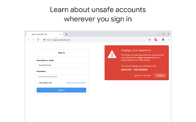 Google password checkup tool security warning