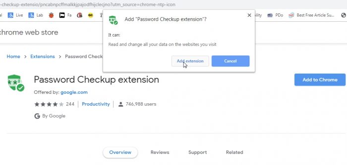 Install Google password checkup tool 2