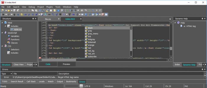 Codelobster Editor Free PHP, HTML, CSS, JS IDE