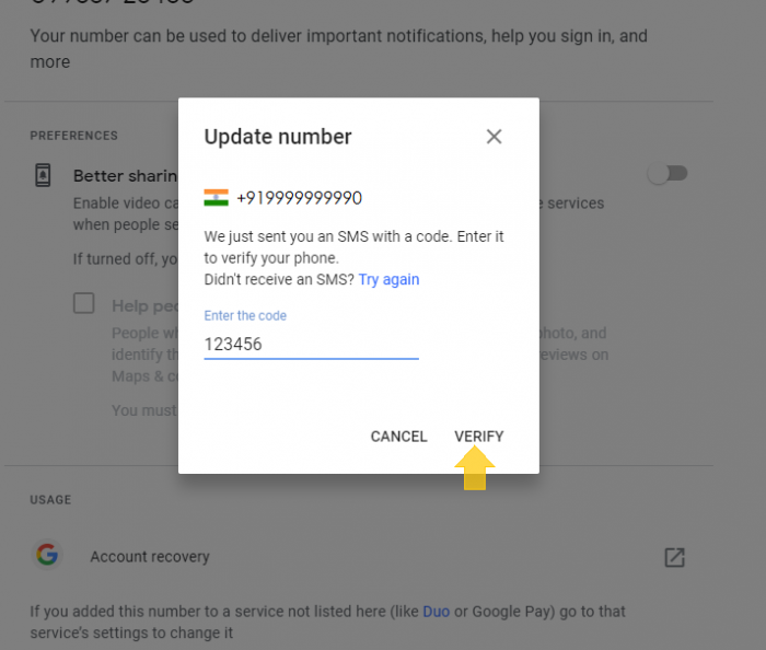 how to change phone number in google account mobile