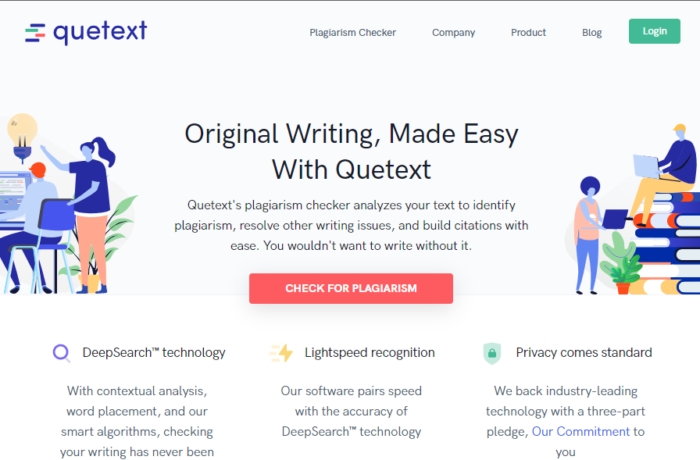 Quetext provides an easy-to-use plagiarism checking service